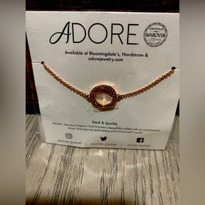 Adore Stack & Sparkle Organic Circle Bracelet Rise Gold Plated Swarovski
